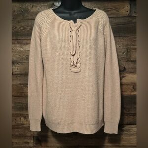 Windsor lace-up long-sleeve knit sweater